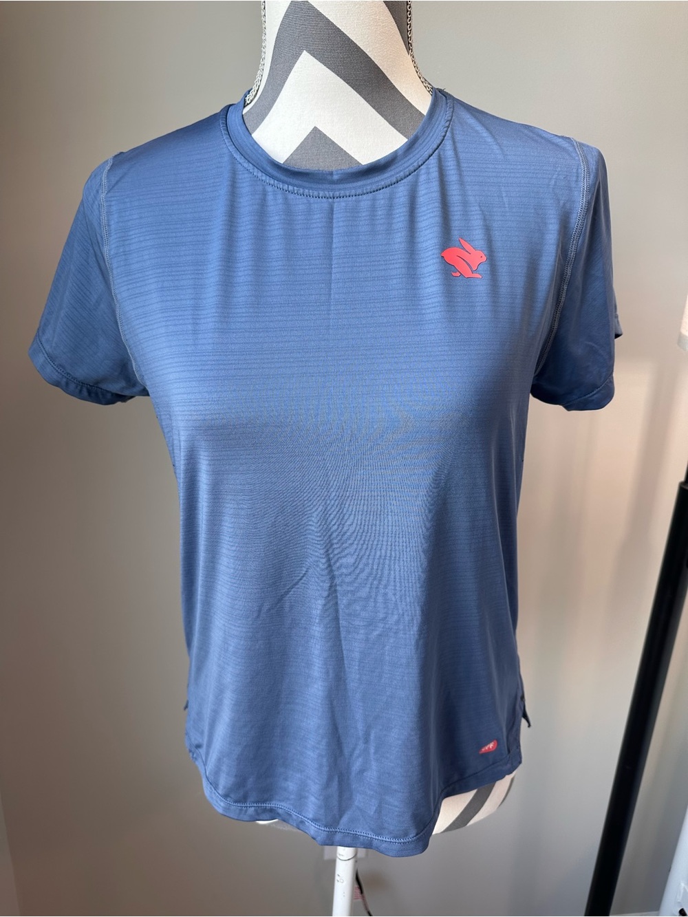 Rabbit Running Defy the Sun UPF Short Sleeve Running Shirt Blue Womens Small